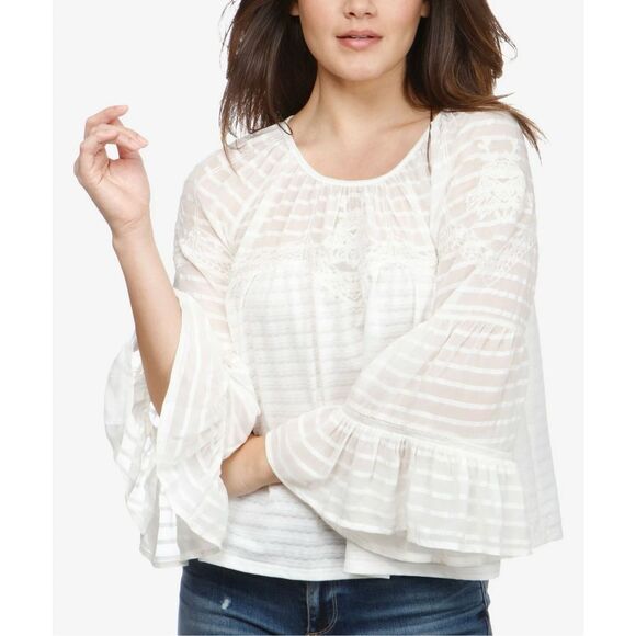 Lucky Brand NWTWhite Lace Boho Flowy Top Retails $79 - Picture 1 of 10